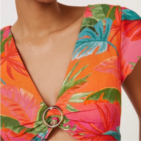 FARM Rio x Anthropologie Tropical Cut-Out Ring Detail Top XL - Picture 2 of 14